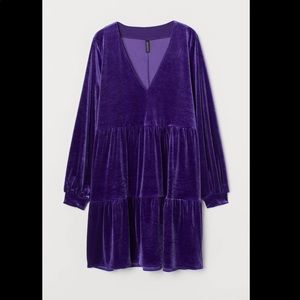 H&M V-Neck Velour Dress - Purple - NWT - Medium